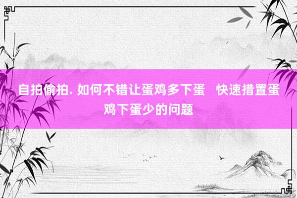 自拍偷拍. 如何不错让蛋鸡多下蛋   快速措置蛋鸡下蛋少的问题