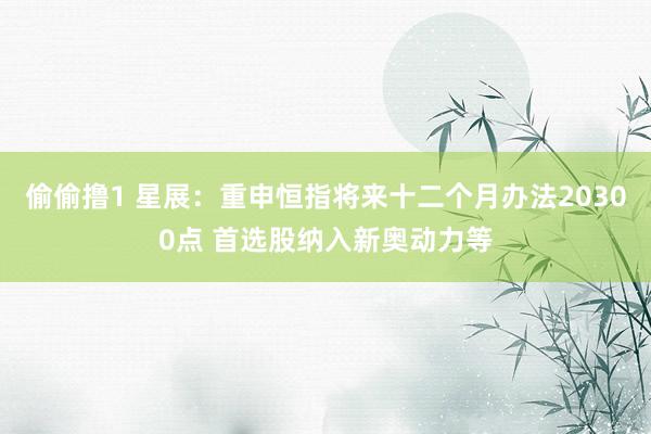 偷偷撸1 星展：重申恒指将来十二个月办法20300点 首选股纳入新奥动力等