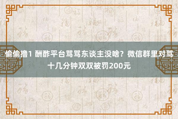 偷偷撸1 酬酢平台骂骂东谈主没啥？微信群里对骂十几分钟双双被罚200元
