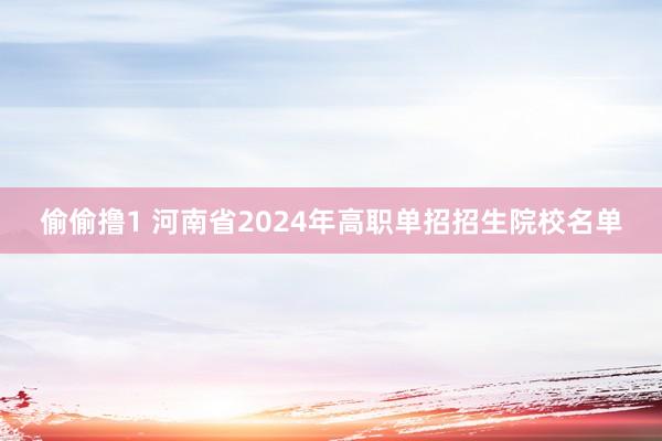 偷偷撸1 河南省2024年高职单招招生院校名单