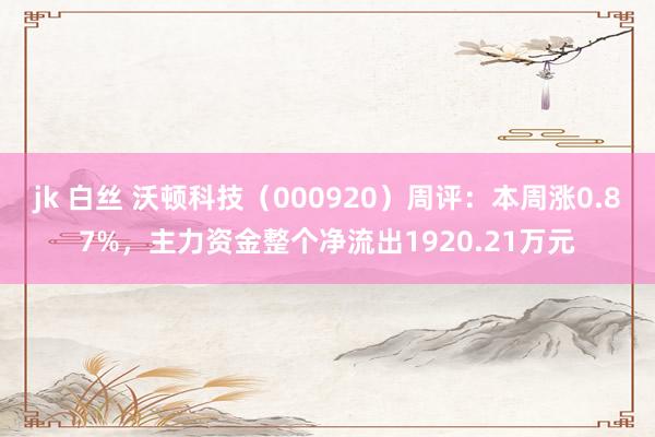 jk 白丝 沃顿科技（000920）周评：本周涨0.87%，主力资金整个净流出1920.21万元
