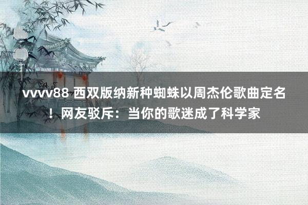 vvvv88 西双版纳新种蜘蛛以周杰伦歌曲定名！网友驳斥：当你的歌迷成了科学家