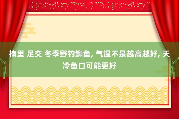楠里 足交 冬季野钓鲫鱼, 气温不是越高越好, 天冷鱼口可能更好