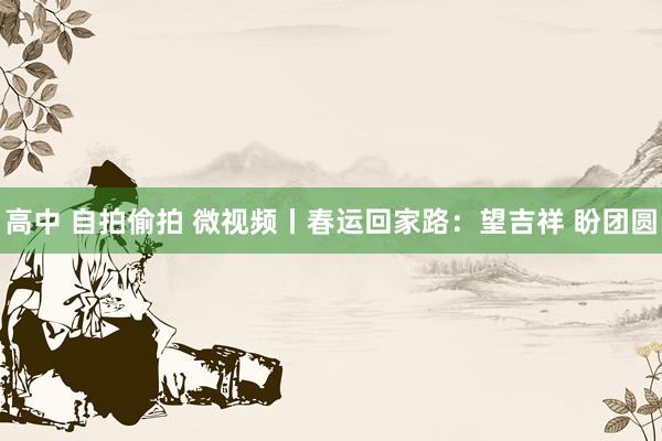 高中 自拍偷拍 微视频丨春运回家路：望吉祥 盼团圆