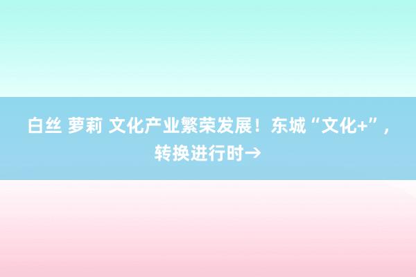 白丝 萝莉 文化产业繁荣发展！东城“文化+”，转换进行时→