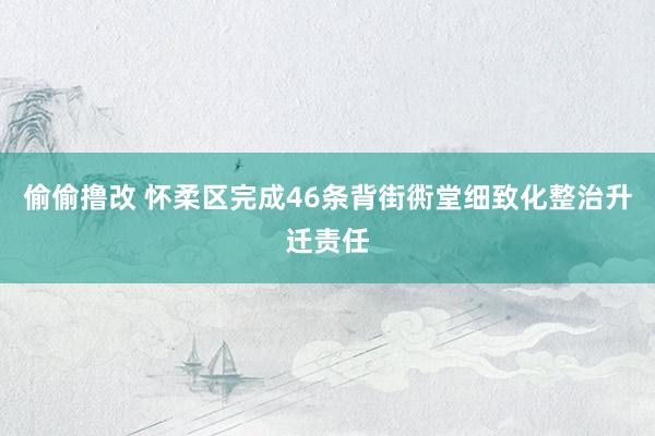 偷偷撸改 怀柔区完成46条背街衖堂细致化整治升迁责任
