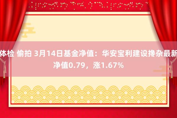 体检 偷拍 3月14日基金净值：华安宝利建设搀杂最新净值0.79，涨1.67%