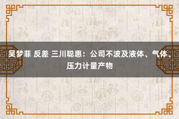 吴梦菲 反差 三川聪惠：公司不波及液体、气体、压力计量产物