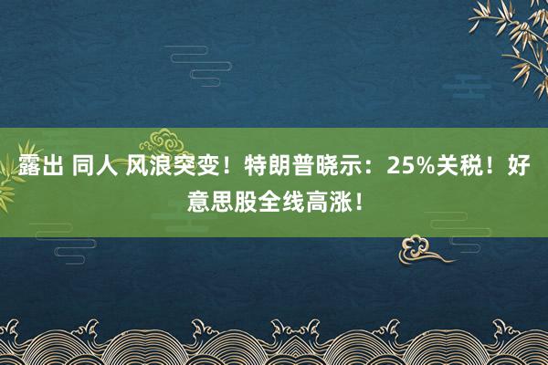 露出 同人 风浪突变！特朗普晓示：25%关税！好意思股全线高涨！