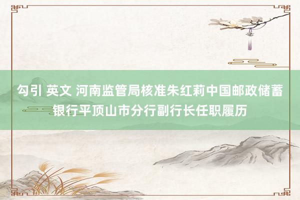 勾引 英文 河南监管局核准朱红莉中国邮政储蓄银行平顶山市分行副行长任职履历