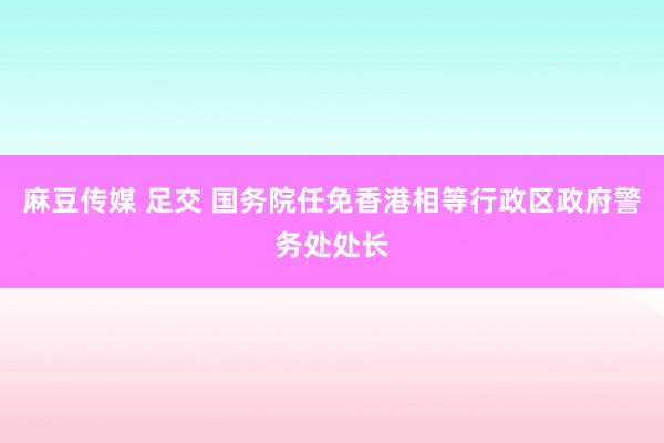 麻豆传媒 足交 国务院任免香港相等行政区政府警务处处长