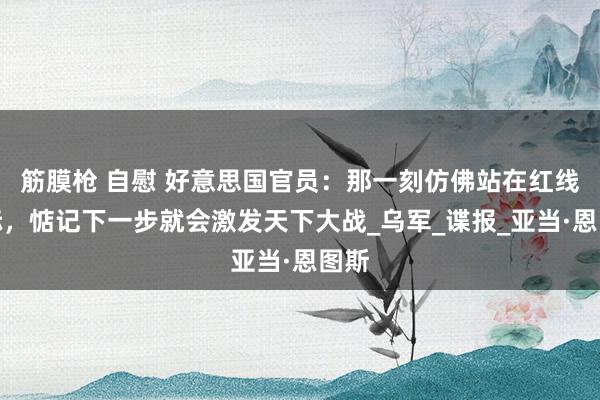 筋膜枪 自慰 好意思国官员：那一刻仿佛站在红线边际，惦记下一步就会激发天下大战_乌军_谍报_亚当·恩图斯