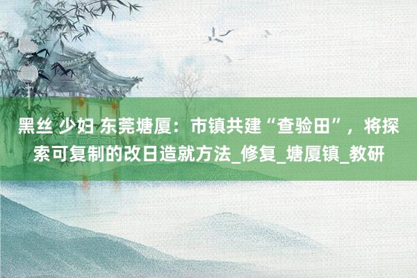 黑丝 少妇 东莞塘厦：市镇共建“查验田”，将探索可复制的改日造就方法_修复_塘厦镇_教研