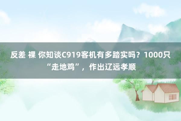 反差 裸 你知谈C919客机有多踏实吗？1000只“走地鸡”，作出辽远孝顺