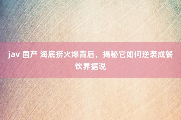 jav 国产 海底捞火爆背后，揭秘它如何逆袭成餐饮界据说