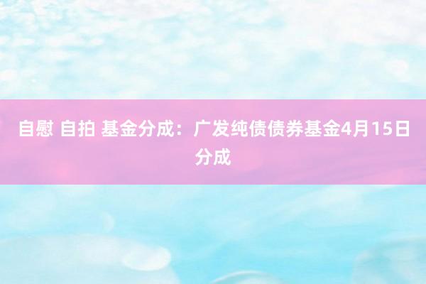 自慰 自拍 基金分成：广发纯债债券基金4月15日分成