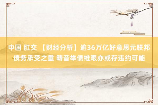 中国 肛交 【财经分析】逾36万亿好意思元联邦债务承受之重 畴昔举债维艰亦或存违约可能