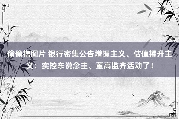 偷偷撸图片 银行密集公告增握主义、估值擢升主义：实控东说念主、董高监齐活动了！