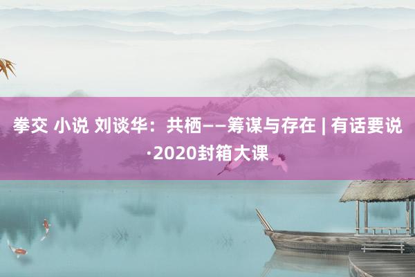 拳交 小说 刘谈华：共栖——筹谋与存在 | 有话要说·2020封箱大课